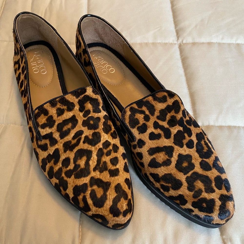 Franco Sarto Calf Hair Leopard Print Loafers - Like New!